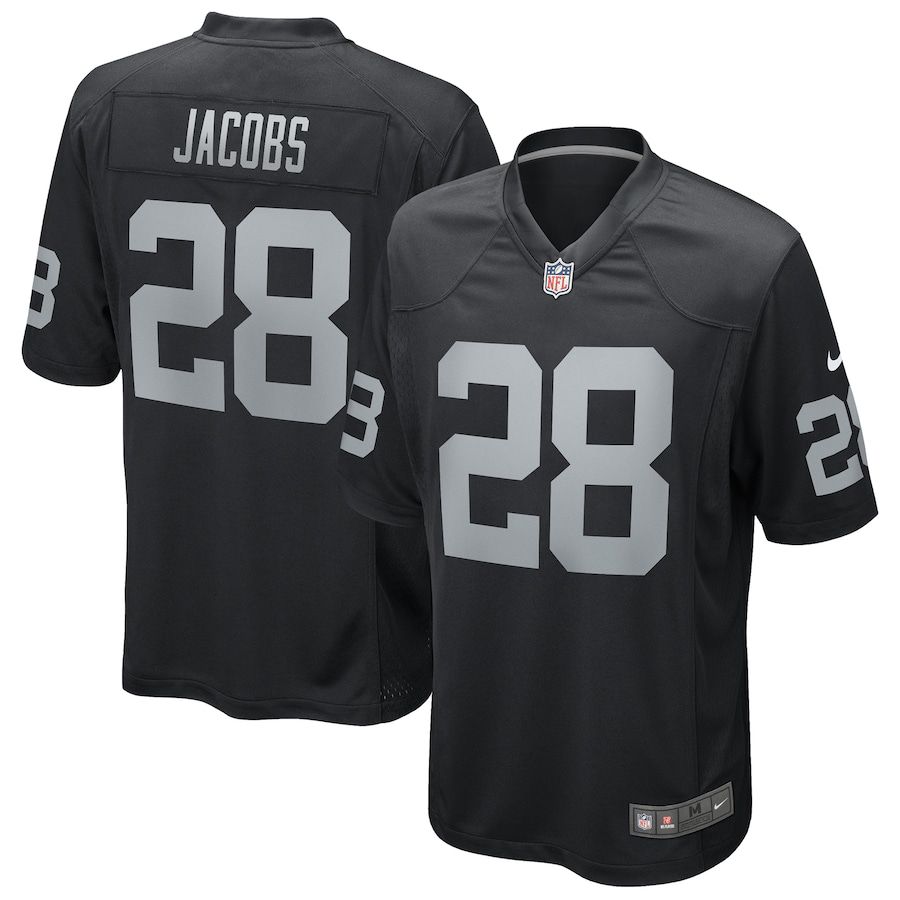 Men Oakland Raiders 28 Josh Jacobs Nike Black Game Player NFL Jersey
